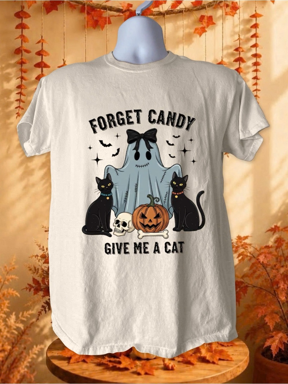 Forget Candy Give Me a Cat Halloween T-Shirt